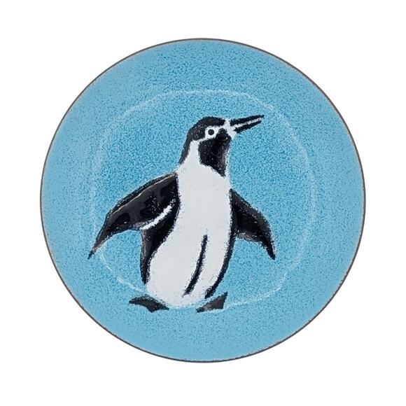 Annemarie Davidson Penguin Enamel Copper Plate MCM Art Vintage - Picture 1 of 13
